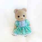 シルバニアファミリー  服  ミントグリーン水玉パフスリーブワンピース  子どもサイズ