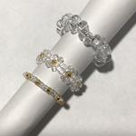 ビーズリング3つセット クリア×ゴールド