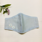夏仕様　内側シルクお花の刺繍ブルー