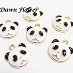 【D-0114】10pcs　パンダ　18×16mm　ブラック　チャーム