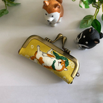 印鑑ケース☆おなか出し柴犬さん☆イエロー☆がま口