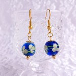 青いとんぼ玉のピアス/イヤリング♡