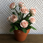 優しいバラ　A 粘土の花鉢 ミニチュア