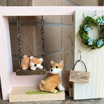 柴犬　ミニチュアフレーム　ブランコ　犬　　木工　インテリア雑貨　