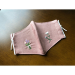 手刺繍＊刺繍入りマスク/ブーケお花《内布もリネン》花刺繍/花/ギフト/プレゼント/誕生日/リネンマスク/刺繍マスク/立体マスク/マスク/大人用/レディース　.48
