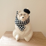 しろくま貯金箱 しろくま君の冬支度☃･.｡*  ベレー帽とマフラーのセット(グレンチェック・BLACK) 