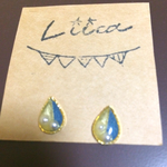 しずく ゴールド×ネイビー イヤリング（ピアス）