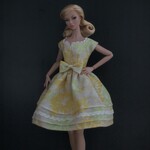 ワンピース レモンイエロー花柄フレンチスリーブ【Barbie FR PoppyParker Misaki 1/6 ドール服】