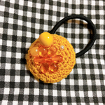 オレンジ🧡くるみボタンのヘアゴム