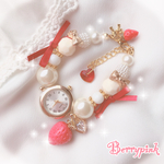 Berrypink♡苺とリボンのブレスレットウォッチ♡腕時計♡レッド