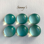 アクアブルー グラデーション×グリッター ラウンドガラスカボション 18mm 6個set