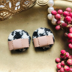 千鳥格子ツイード✖️グログランリボンのピアス　AUTUMN&WINTERコレクション