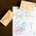 世界地図と日本地図のはんこ 2点セット 消しゴムはんこ スタンプ マップ 