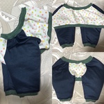 肘あてわんこ服 大型犬用＜首48＞ドット柄（パステルカラー）ナイロンニット （杢紺）杢グリーン