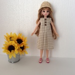 ブライス人形・リカちゃん人形のハンドメイド洋服＊タック入りワンピース