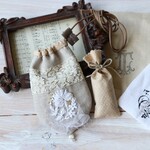 アンティークレース*お守りネックレス*ラベンダーサシェ*お守り入れ*手刺繍*アクセサリー、キーケースにも
