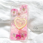 再販✩ハートレモン♡ピンクビオラ♡iPhone6/6s/7/8用グリッターケース