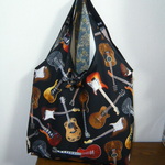 USA生地　ギターいっぱいの裏なしショッピングバッグ