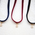 白い小花（勿忘草）♡ベルベット6♡チョーカー（スリム）♪～3色5サイズセレクト♪お得に♪