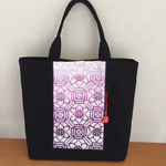 手刺繍のトートバッグ★和模様・紫×黒