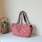 ボルドーすっきり大人グラニー　ダマスク柄のA4サイズも入るおしゃれグラニー☆受注生産☆