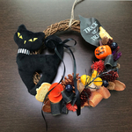 ハロウィンリース　黒猫ちゃん　秋リース