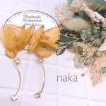 再販♡シンプル ピアス イヤリング くすみカラー イエロー ビジュー 