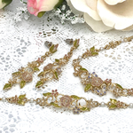 【先行販売】薔薇のピアス・ブレスレット・ネックレス3点セット/ゴールド