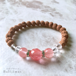 [チェリークォーツ＆水晶 ] ルドラクシャ・菩提樹 ブレスレット 魅力アップ ♡