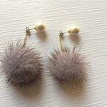 再販❤︎ミンクファーピアス☆コットンパール2wayタイプ