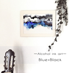原画　【Blue × Black】アルコールインクアート