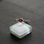 オレンジカイヤナイト　6爪CZマーキスレースリング　SILVER925