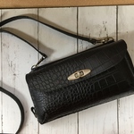 レザーお財布ポシェットLサイズ＊クロコダイル型押し黒