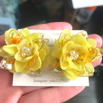 にょこ様　押し花yellow紫陽ピアスorイヤリング