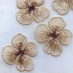 4枚【ef2-5-L】 ゴールド　刺繍 　フラワーパーツ     花　