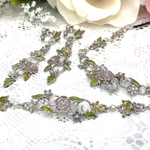【先行販売】薔薇のイヤリング・ブレスレット・ネックレス3点セット/シルバー