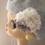 あじさいとシフォン、レースのコサージュ