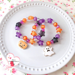 ハロウィン🍭👻🎃キッズブレスレット(ハロウィン/キッズアクセサリー/子供/キッズ/子供用/チャーム/カボチャ/オレンジ/紫)