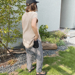 再販『ギンガムチェック』リネンレーヨン☆おとなのサルエルパンツ