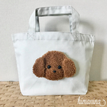 プードル　トートバッグ　【ライトグレー】もこもこトイプーちゃん　〈ブラウン〉犬モチーフ　ミニトート　お散歩バッグ