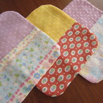 お名前スタンプ押 しておきます♪名前タグ付4重ガーゼハンカチ3枚セット