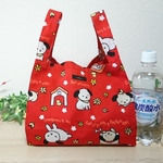 コンビニ用　レジ袋型エコバッグ＊可愛いわんこ柄＊赤
