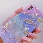 名入れ♡キラキラ天然シェルフラワー✨淡色✨フレーク入り オリジナルケース イニシャル