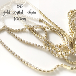 【エンドパーツ可】キラキラ♡ss6　ゴールド ガラスストーンチェーン クローズ  再入荷しました  ハンドメイド 素材 パーツ 手芸 アクセサリー デコ ネイル オリジナル 飾り ウェディング