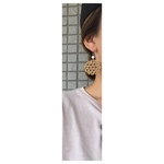 シェル×ラウンドウッドbigピアス・イヤリング