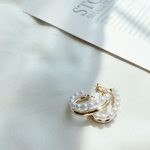 pearl&gold hoop pierce