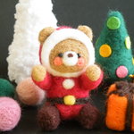 クリスマスのくまちゃんサンタとツリー　羊毛フェルト