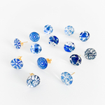 【SALE】陶器風 ブルー 小さなピアス / イヤリング