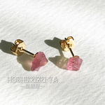 *再販*【原石ピアス】華やかカラーのピンクトルマリンピアス
