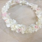 ベビー〜キッズ 花かんむり☆ホワイト ピンク ボリュームタイプ